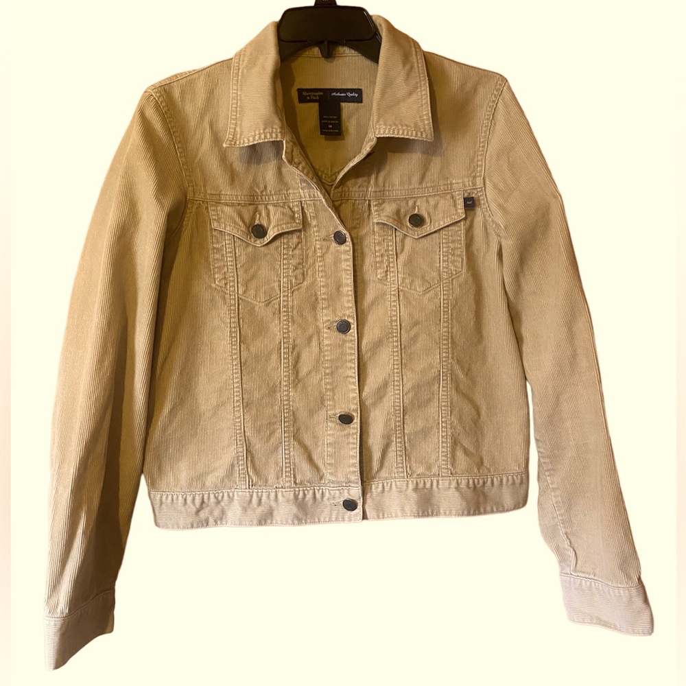 Abercrombie & Fitch sand Corduroy Jacket vintage A&F Button Windbreaker Jacket